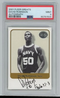 2001-02 Fleer Greats Auto David Robinson Auto PSA 9 San Antonio Spurs - Image 1 of 2