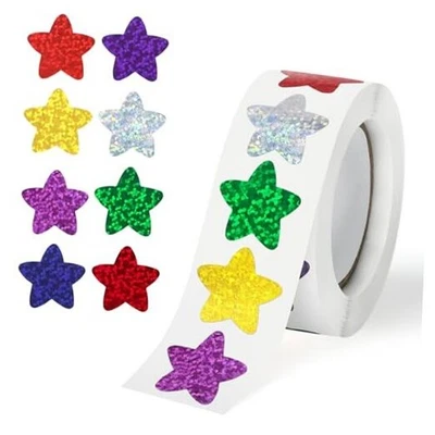 500 Piezas Pegatinas Estrella Lámina para Niños Recompensa, 1 Pulgada Auto 8 Colores Brillo Foto 1 de 4