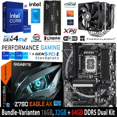 PC Bundle - Intel i9 14900K Gigabyte Z790 Eagle AX Wifi6E mit 16, 32 + 64GB DDR5 - Bild 1 von 4