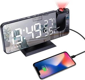 Chargeur Téléphone Réveil Numérique Projection LED - Photo 1 sur 10