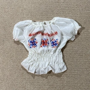Vintage Hippy Embroidered Top Girls Age 10 Small Boho Folk Peasant Blouse - Picture 1 of 9