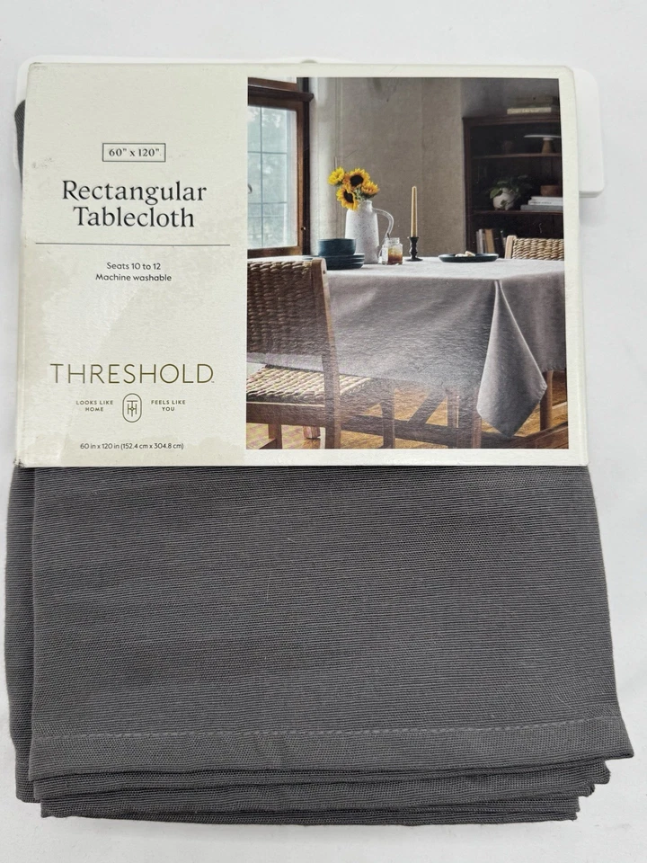 Threshold Tablecloth GRAY 60x120 Cotton Poly Blend Farmhouse Cottagecore NIP - Image 1 of 4