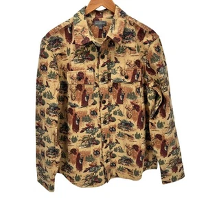 LL Bean Signature Shirt Mens Large Slim Fit Chamois Hunting Print Button Up - Picture 1 of 9