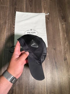 Prada Drawstring Nylon Baseball Cap Nero - Picture 1 of 6