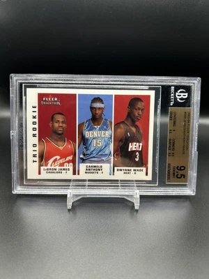 2003-04 Fleer Tradition LeBron James Carmelo Anthony Dwyane Wade BGS 9.5 Rookie - Image 1 of 2
