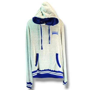 Fan Cloth Pullover Fleece Hoodie Men's Sz XL Gray Blue Stripes Braves Embroidery - Picture 1 of 12