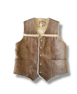 Trail Boss Vintage Vest Men’s Large Suede Shearling Lined Western Cowboy 70s VTG - Image 1 of 4