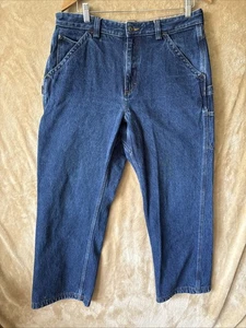 Duluth Trading Co Carpenter Jeans Mens 34x30 Blue Straight Leg Workwear Outdoors - Picture 1 of 8