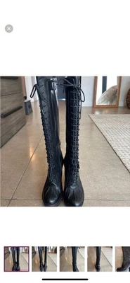 Polo by Ralph Lauren Black Lace-Up Rubber Heeled/Soled Boots - Image 1 of 4