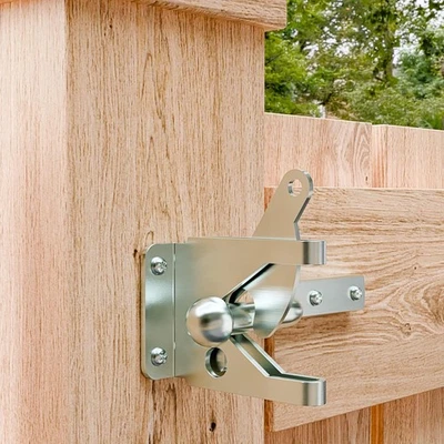 Pestillo de puerta autobloqueante de alta resistencia para cerca de madera - plata galvanizada  Foto 1 de 4
