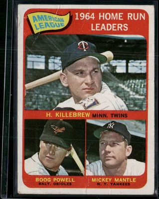 1965 Topps KILLEBREW/POWELL/MANTLE #3 1964 AL Home Run Leaders - Image 1 of 3