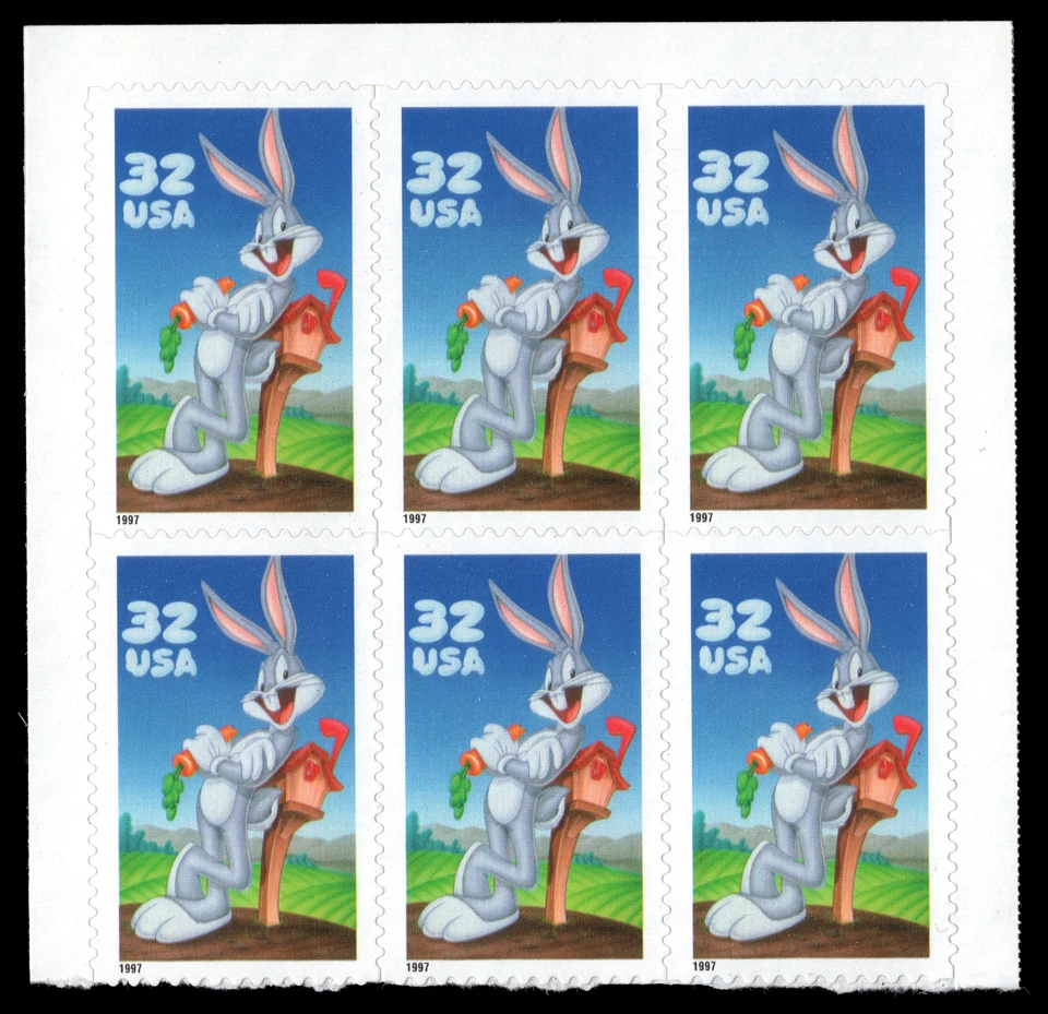 US Scott # 3137b, Bugs Bunny, Block of (6) 1997 32¢ Stamps, MNH - Image 1 of 1