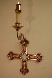 14" Solid Brass Wall Mounted Church Consecration / Votive Candle #272 - Picture 1 of 9