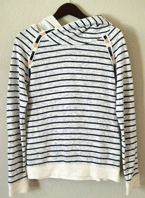 Maison Scotch ladies double Hoodie SZ 2 (MED) Gray Blue Jolie Vagabonde Stripe - Image 1 of 4