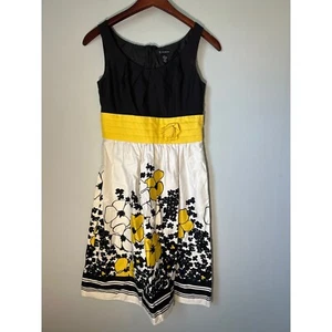 New Directions Floral Dress Party Cocktail Sleeveless Black Yellow 6 - Picture 1 of 8