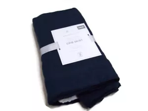 Pottery Barn Kids Dark Blue Belgian Flax Linen Baby Crib Bed Skirt Dust Ruffle - Picture 1 of 4