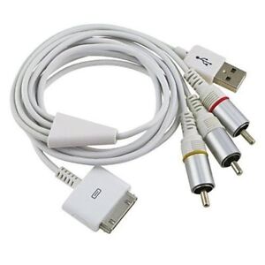 Original OEM Geniune Composite RCA Cable 30Pin USB Sync Data Charger iPod iPad2