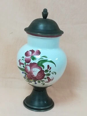 Pot couvert porcelaine et étain - Photo 1/4