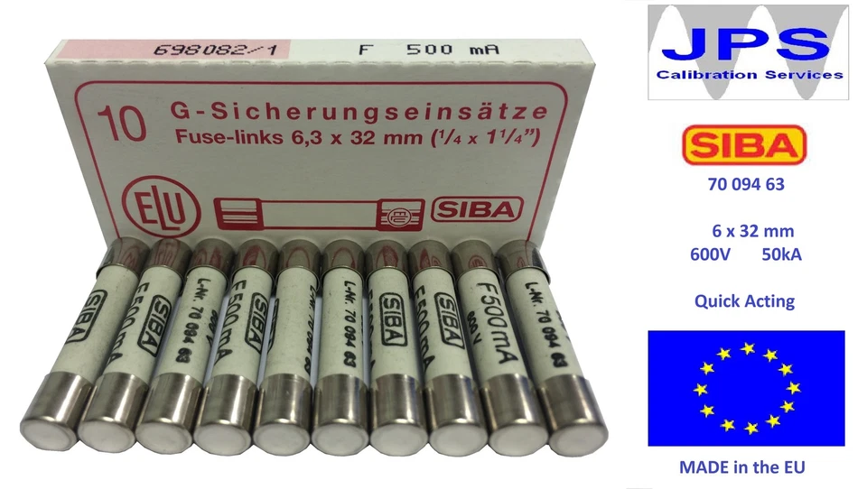 10 X 7009463 500ma Fuse F500ma Genuine SIBA Fuses for Megger Testers Jpsf003