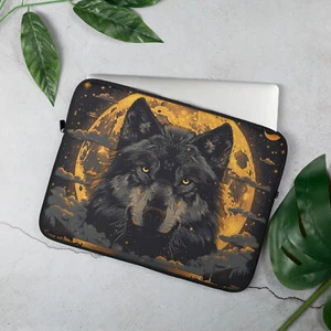 Funda para portátil con temática de lobos luna llena - Imagen 1 de 3