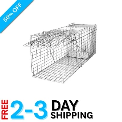 Folding 32" Humane Animal Cage Trap - Ideal for Raccoons, Stray Cats, and More - Image 1 of 4