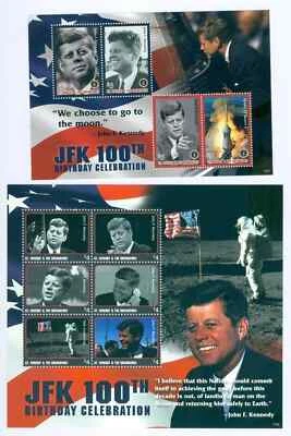 Lote de 2 hojas de estampillas de recuerdo conmemorativas del 100 cumpleaños JFK y 1 individual Foto 1 de 4