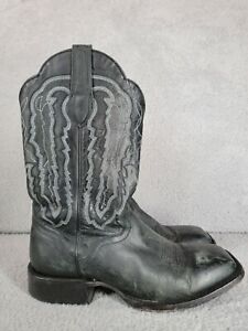 J B Dillon Mens Size 10.5 D Black Goat Leather Western Cowboy Boots