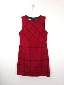 Hobbs Dress Size 12 Moon Tweed Wool Sleeveless Red Plaid Tartan Verity Pinafore - Picture 1 of 11