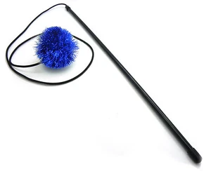 Tuff Kitty Puff Sparkle Ball Cat Teaser Wand -BLUE - Picture 1 of 1
