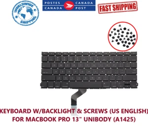 NEW KEYBOARD W/ BACKLIGHT & SCREWS FOR MACBOOK PRO 13" (A1425) (US ENGLISH) - Bild 1 von 3