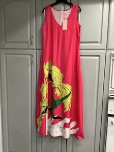 Fourttunata Graphic Print Maxi Dress M Sleeveless Tropical Resort Beach Cruise - Picture 1 of 9