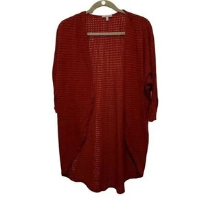 Charlotte Russe Womens Sz S Red Solid 3/4 Sleeve Knitted Long Cardigan Sweater - Picture 1 of 8