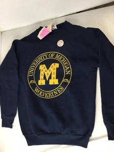 VINTAGE Michigan Wolverines Sweatshirt Lights Up Flash Mens Medium Blue Graphic - Picture 1 of 10