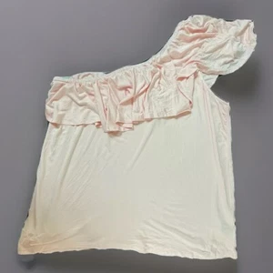 NWT Lane Bryant The Tee Shop Pink One Shoulder Ruffle Top Tank Blouse Size 18/20 - Picture 1 of 11