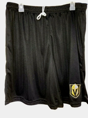 0724 LAS VEGAS GOLDEN KNIGHTS Polyester Jersey SHORTS Embroidered BLK w/Pockets Cover