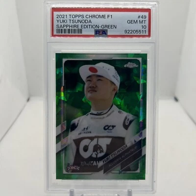 YUKI TSUNODA 2021 TOPPS CHROME F1 ROOKIE SAPPHIRE GREEN RC /75 PSA 10 Q3781 - Image 1 of 2