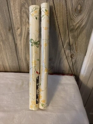 2 Drawer Shelf Liner  Contact Paper Groovy Flowers Butterf1y 1970’s NOS Yellow - Image 1 of 4