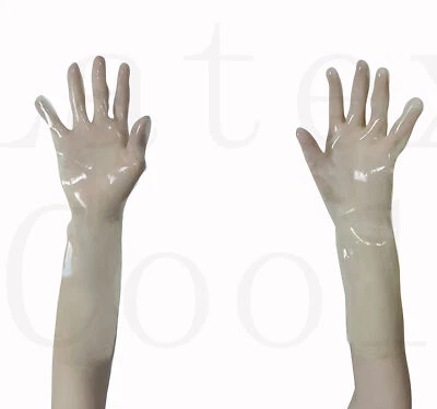 LATEX COOL 100% Latex Rubber Gummi Transparent Handschuhe Gloves Cluber Mitten 0.4mm M-XL