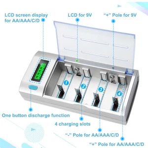 Universal 4 Slots LCD Smart Batterieladegerät Für AA AAA SC C D 9 V Ni-MH Ni-CD - Bild 1 von 9