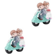 2pcs statuina Romantico Regalo elegante sposa e sposo Ride moto cake topper