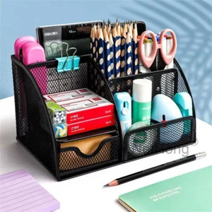Desk Organiser – Metal Desk Organiser,Multi-Use Desk Tidy & Pen Holder with 6 UK - Picture 1 of 18