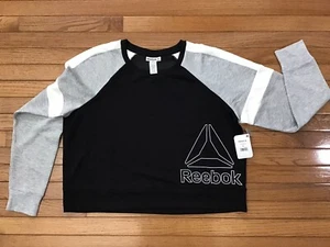 New Redbok Women XL Cropped Sweatshirt Black Gray White Logo Rayon Poly Spandex - Picture 1 of 6