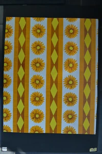 ORANGE MARIGOLD & DIAMOND PATTERN ARTWORK GEOFFREY GEORGE STUDIO DESIGN 1970'S - Picture 1 of 3