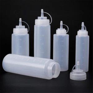 Condiment Squeeze Bottles With Cap Lids Ketchup Mustard Sauces Olive Oil Bottle - Picture 1 of 7