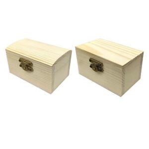 Boîte en bois inachevée, coffre au , boîte à bijoux en bois pour cadeaux de