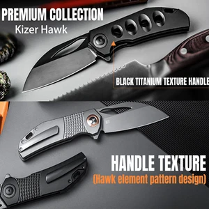 Kizer Hawk Sheepsfoot Folding Pocket Knife M390/S45VN Blade Titanium Handle - Picture 1 of 13