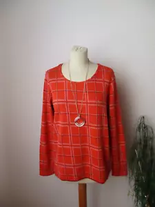 Cecil Women's Sweater Size M Orange Plaid Long Sleeve Cotton Like New - Picture 1 of 9