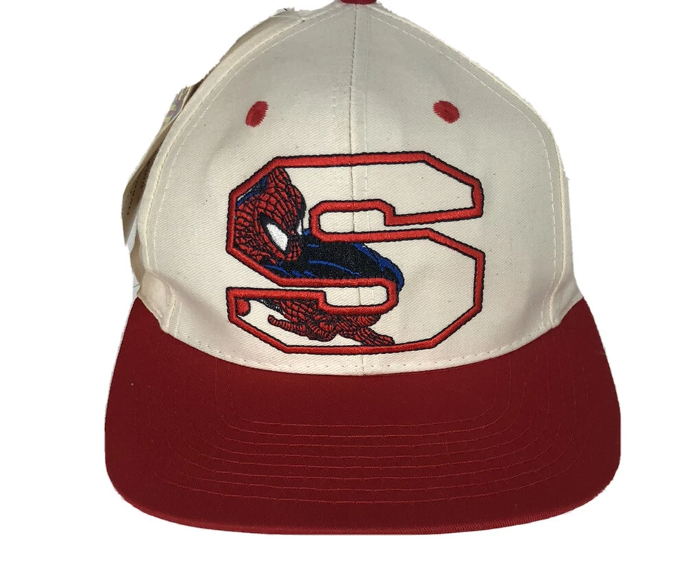 Marvel SpiderMan S 1994 NUEVO con etiqueta camionero Snapback Logo 7 sombrero rojo blanco Foto 1 de 4