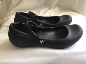 Crocs Lock Slip-Resistant Black Flats Women’s Shoes SZ 6. 1Y. - Picture 1 of 9