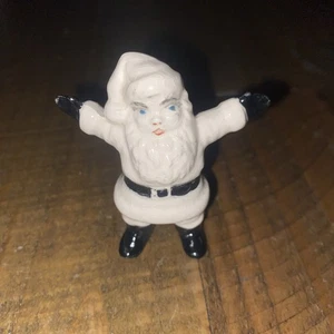 Santa Figurine White Suit Looks Vintage Unmarked - Picture 1 of 4